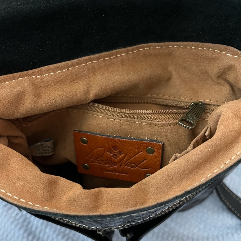 Patricia Nash Studded Metallic Bronze Italian Leather Crossbody Bag - Picture 5 of 13
